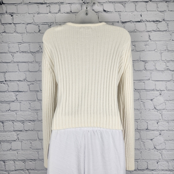 SO Size XL Cream Ribbed Zip Up Sweater - Picture 3 of 6